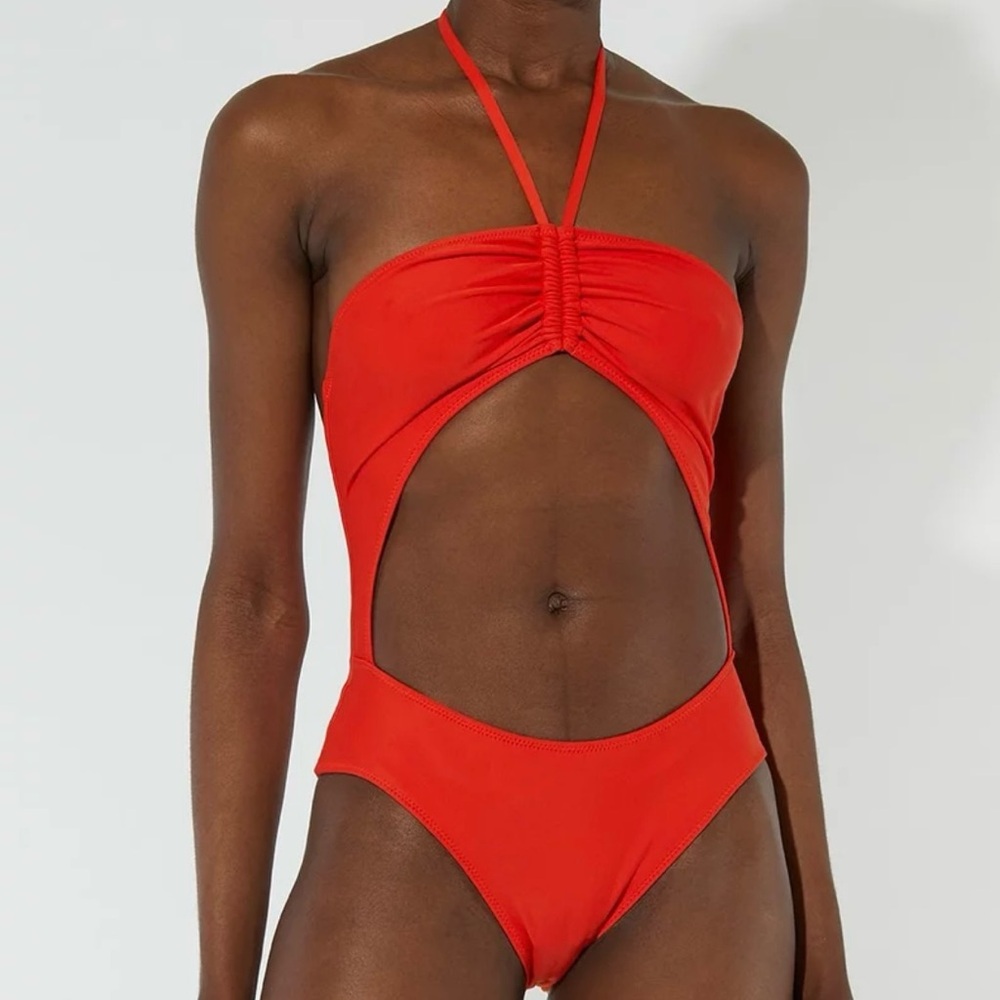 SOLID & STRIPED X SLOANE STEPHENS Red Sloane Halter One‎ Piece Swimsuit Size XL